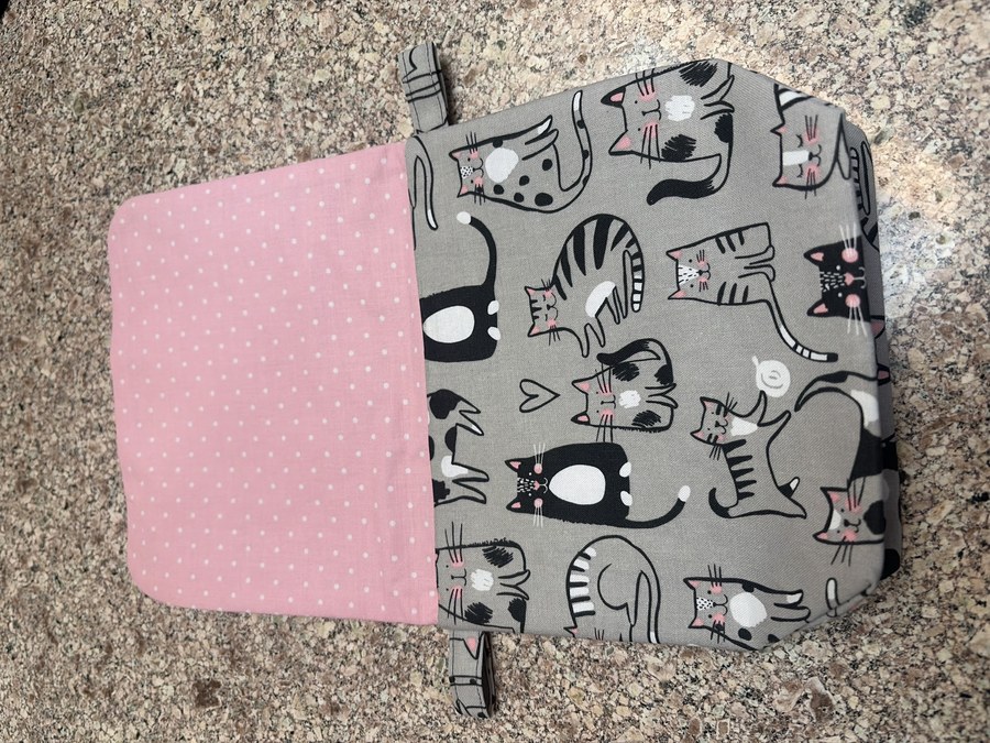 Gray cats with pink polka lining